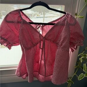 Miami Red Checkered Blouse